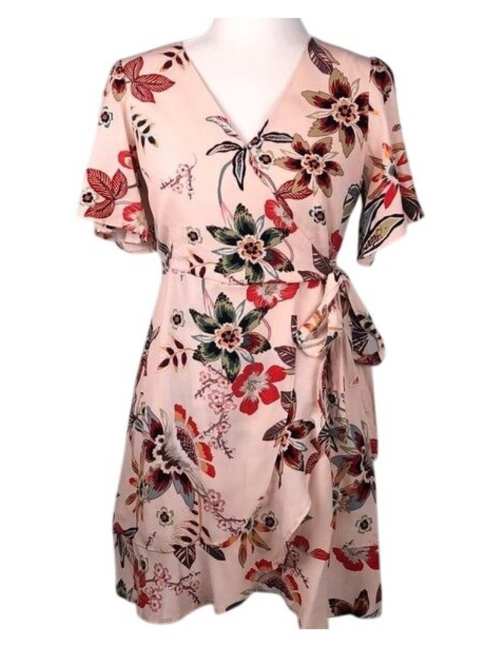SANCTUARY Lady Like Floral Wrap Ruffle Dress - XS